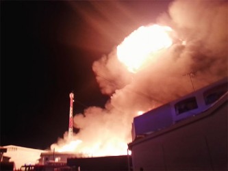 This explosion during the fire lit up the night sky over Eccles. 