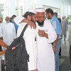 These two Muslim pilgrims share an emotional embrace at the Piarco International Airport yesterday, after failing to acquire visas to make the annual Hajj pilgrimage to Mecca. A group of 87 T&T pilgrims was denied visas to Saudi Arabia after travelling to Venezuela, the only place where they are issued in this part of the world. 