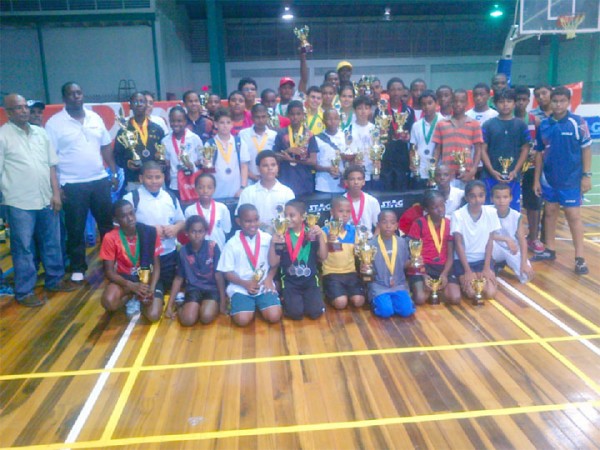 Winners and participants of the fourth Annual Digicel table tennis school tournament.