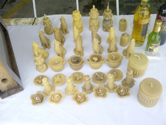 Beeswax candles in different shapes