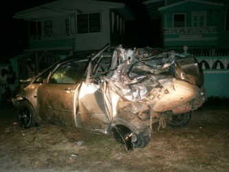 The wrecked Toyota Preimo