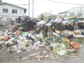 Garbage at La Penitence Market yesterday  