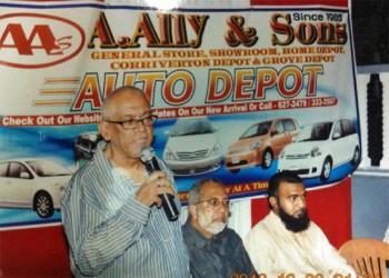 Founder of A. Ally & Sons, Ahmad Ally addressing the gathering