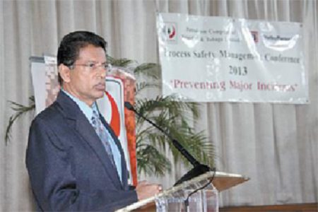 President of Petrotrin Khalid Hassanali speaks at the energy company’s Process Safety Management Conference