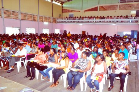 Massive Gathering:  In excess of one thousand members turned up at the Guyana Public Service Credit Union Annual General meeting at the GPSU Sports complex on Wednesday