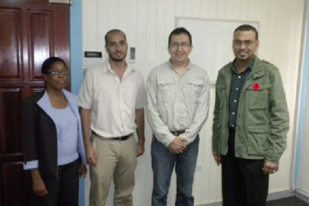 From left are Denise Fraser, Deputy Commissioner, Guyana Protected Areas Commission; Damian Fernandes, Commissioner, Guyana Protected Areas Commission; Dr. Enrique Mendoza-Salazar, Deputy Director, Mexico City Chapultepec Zoo and Robert M. Persaud, Minister of Natural Resources and the Environment. 