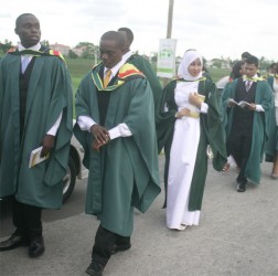 A section of the procession of graduands prior to the 2013 University of Guyana Convocation ceremony 