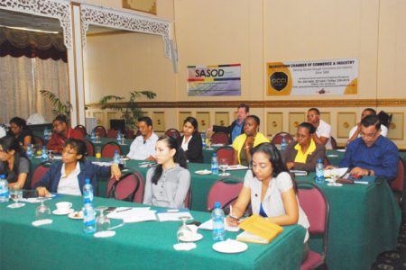 Some of the participants of the Business and Human Rights: Tackling Workplace Discrimination seminar that was held at Pegasus Hotel on Wednesday last and facilitated by the GCCI and SASOD