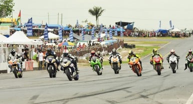 Super Bikers at South Dakota yesterday