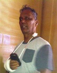 Mitra Dudnauth after receiving treatment for his gunshot injuries 