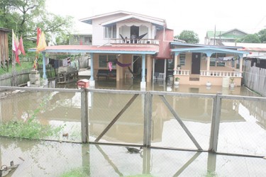 The bottom of this house is swamped, even though water was being pumped into the drainage canal. (Photo by Arian Browne) 