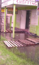 The front of a store on Regent Street remained flooded up to yesterday  