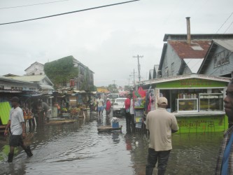 The area around Bourda Market was also flooded today.