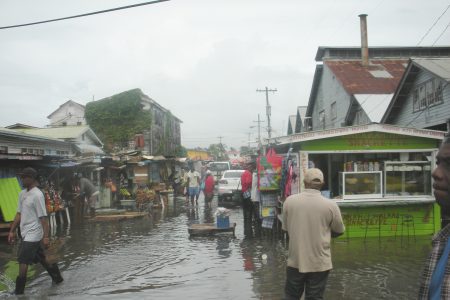 The area around Bourda Market was also flooded today.