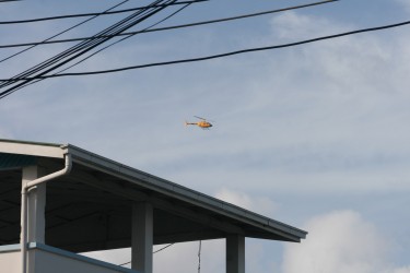 An army helicopter during the siege