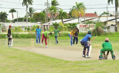 The President’s XI team yesterday during a practice match ahead of their encounter against Berbice 