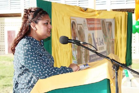 Education Minister Priya Manickchand speaking during the event. (GINA photo)