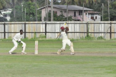 Kevon Boodie on the attack during his knock of 32 at Enmore  