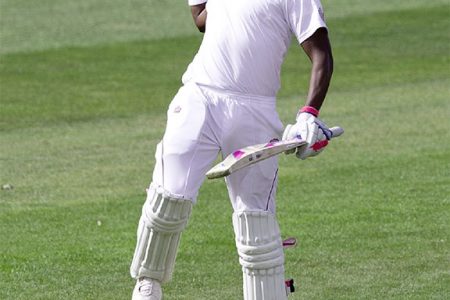 Darren Bravo leaps after scoring his maiden double-century, New Zealand v West Indies, 1st Test, Dunedin, NZ 