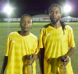 BV/Triumph United scorers from left to right Akin Curry and Delroy Dean 