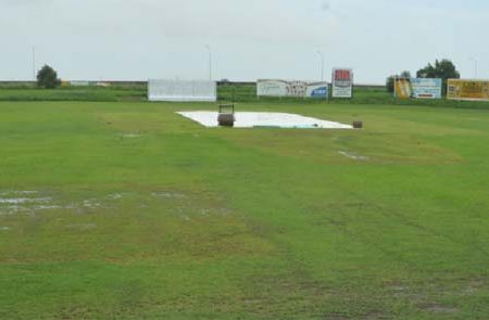 RAIN NO PLAY! The Everest Cricket Club ground yesterday. (Orlando Charles photo)