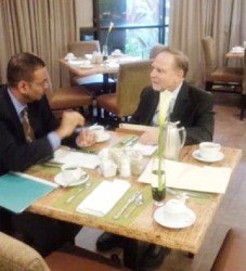 Minister Robert Persaud (left) meeting with  Wayne Rassner, Vice Chairman of the Board of Trustees & Chairman of the Grants Committee for the South Florida National Parks Trust. (Ministry of Natural Resources photo) 