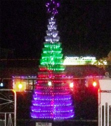 Christmas tree made out of plastic bottles 