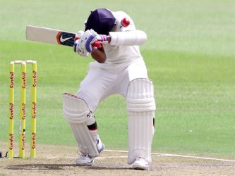 Ajinkya Rahane weathered a slew of short deliveries... Photo courtesy of Cricket365 