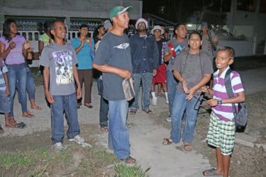 Christmas carrollers from the Better Hope Assembly of God Church tonight entertaining Better Hope residents.