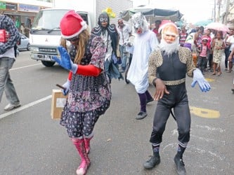 A costume parade for the season on Regent Street today.