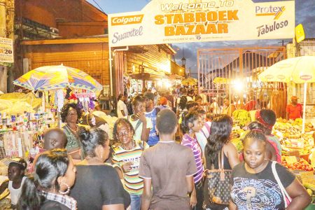 Stabroek Bazaar was filled with customers this evening.