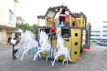 The Progressive Youth Organization’s Christmas float today on Water Street.