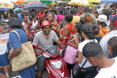 The Christmas crush at Stabroek Market today.