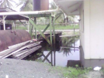 The NDC compound at Charity has been surrounded by water since Friday. 