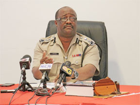 Police Commissioner Leroy Brumell addressing the media during a press conference yesterday on the alleged sexual assault committed on Colwyn Harding on November 15, last while in police custody.  