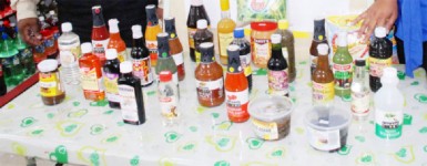 Locally manufactured products placed on display at the Guyana Shop in 2013