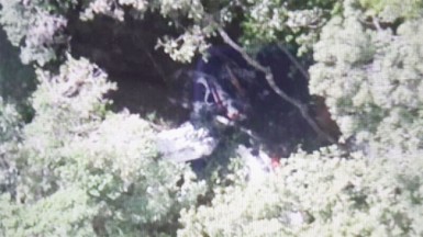 The wreckage of the TGA plane (photo courtesy of the GCAA). 
