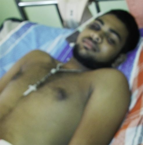 Yajendra Lall on his hospital bed.