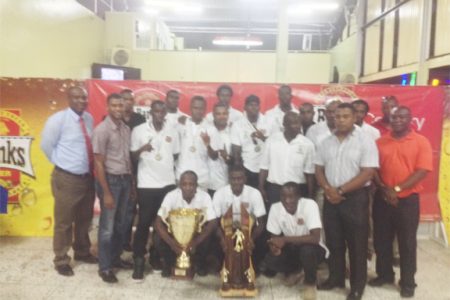 Members of the Slingerz FC, executives of the GFA and GFF along with staff members of Banks DIH Limited pose for a photo opportunity following last night’s presentation ceremony.