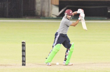 Ramnaresh Sarwan was his usual elegant self in his knock of 16. (Orlando Charles photo) 