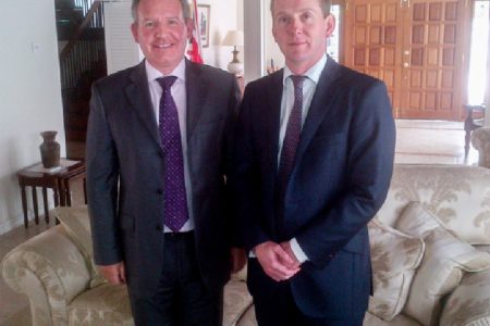 British High Commissioner to Guyana Andrew Ayre (left) and Barrister-at-Law John McKendrick 