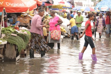 Long boots were the only sensible option at Bourda Market.