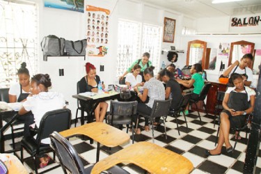 A class in session at Hair Tech’s beauty school