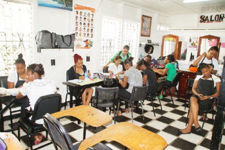 A class in session at Hair Tech’s beauty school