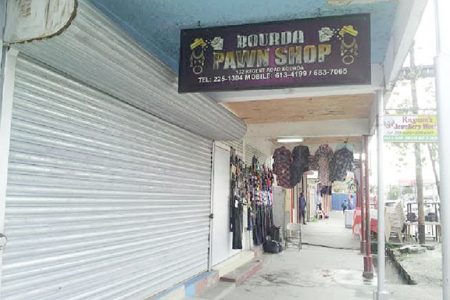 The scene of the crime: The pavement outside the Bourda Pawn Shop where Puran Ramotar was shot.
