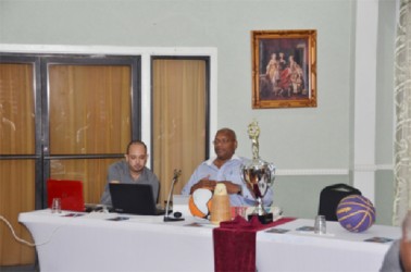 President of the GABF, Nigel Hinds makes a point at Friday’s launch as VP, Michael Singh looks on.