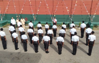 Before the proceedings started, the successful recruits treated Minister of Home Affairs Clement Rohee to a marching drill. 