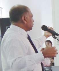 Agriculture Minister Dr Leslie Ramsammy during his address 