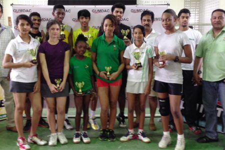 Winners of the just concluded GUMDAC sponsored badminton tournament after the presentation ceremony.