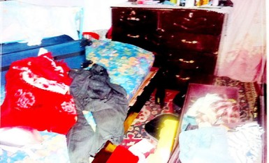 One of the ransacked rooms of the house.